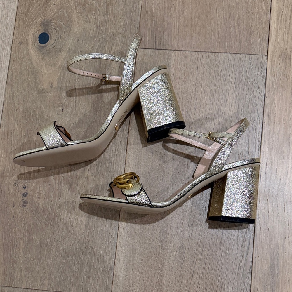 Gucci Gold Heeled Sandals - Picture 2 of 3